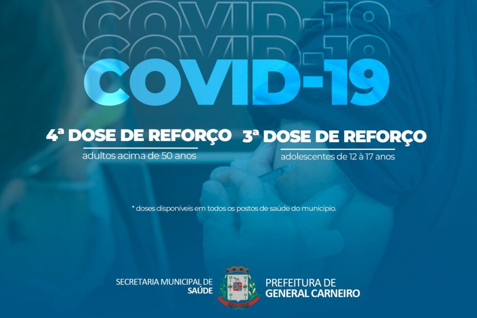 Vacinação COVID-19: Quarta dose já está disponível para adultos acima de 50 anos. Terceira dose para adolescentes também é aplicada.
