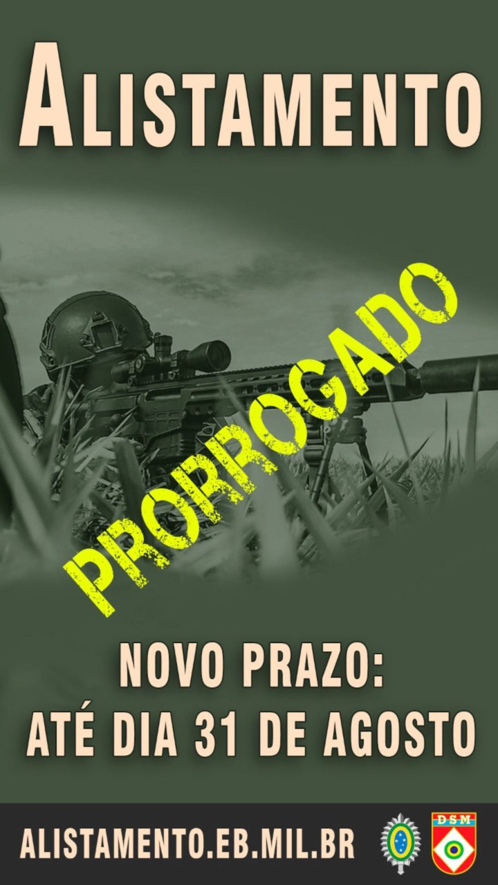 Alistamento Militar prorrogado até 31 de agosto
