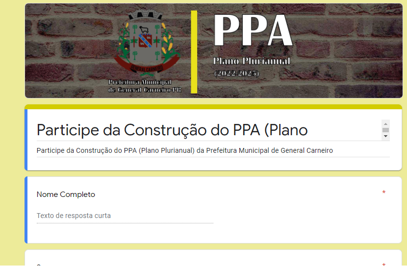 O Plano Plurianual-PPA (responda o questionário e ajude o município)