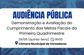Audiência Pública - Demonstração e Avaliação do Cumprimento das Metas Fiscais do Primeiro Quadrimestre