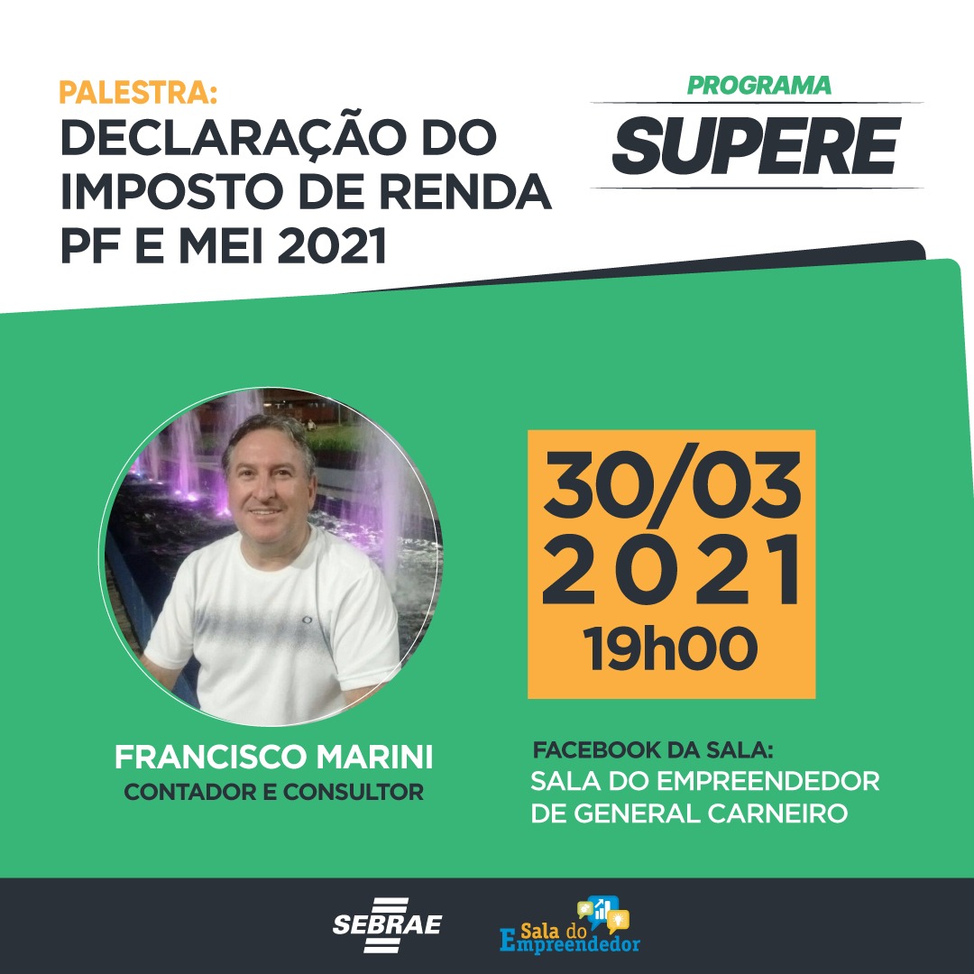 SEBRAE e sala do empreendedor convidam para palestra