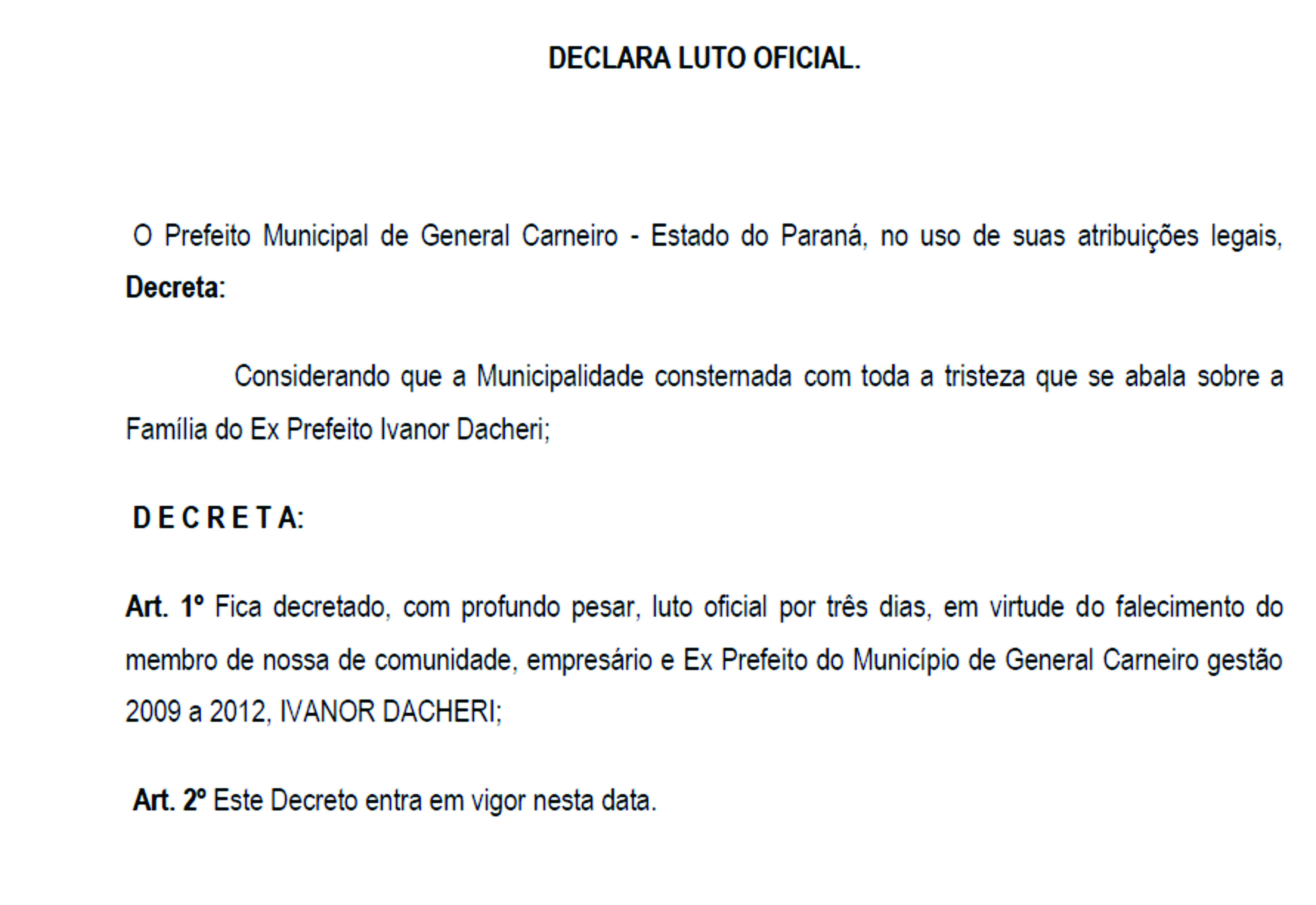 DECRETO Nº043 /2021 LUTO OFICIAL