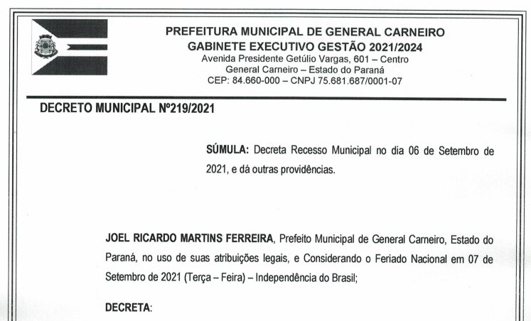 Decreto Municipal nº219/2021