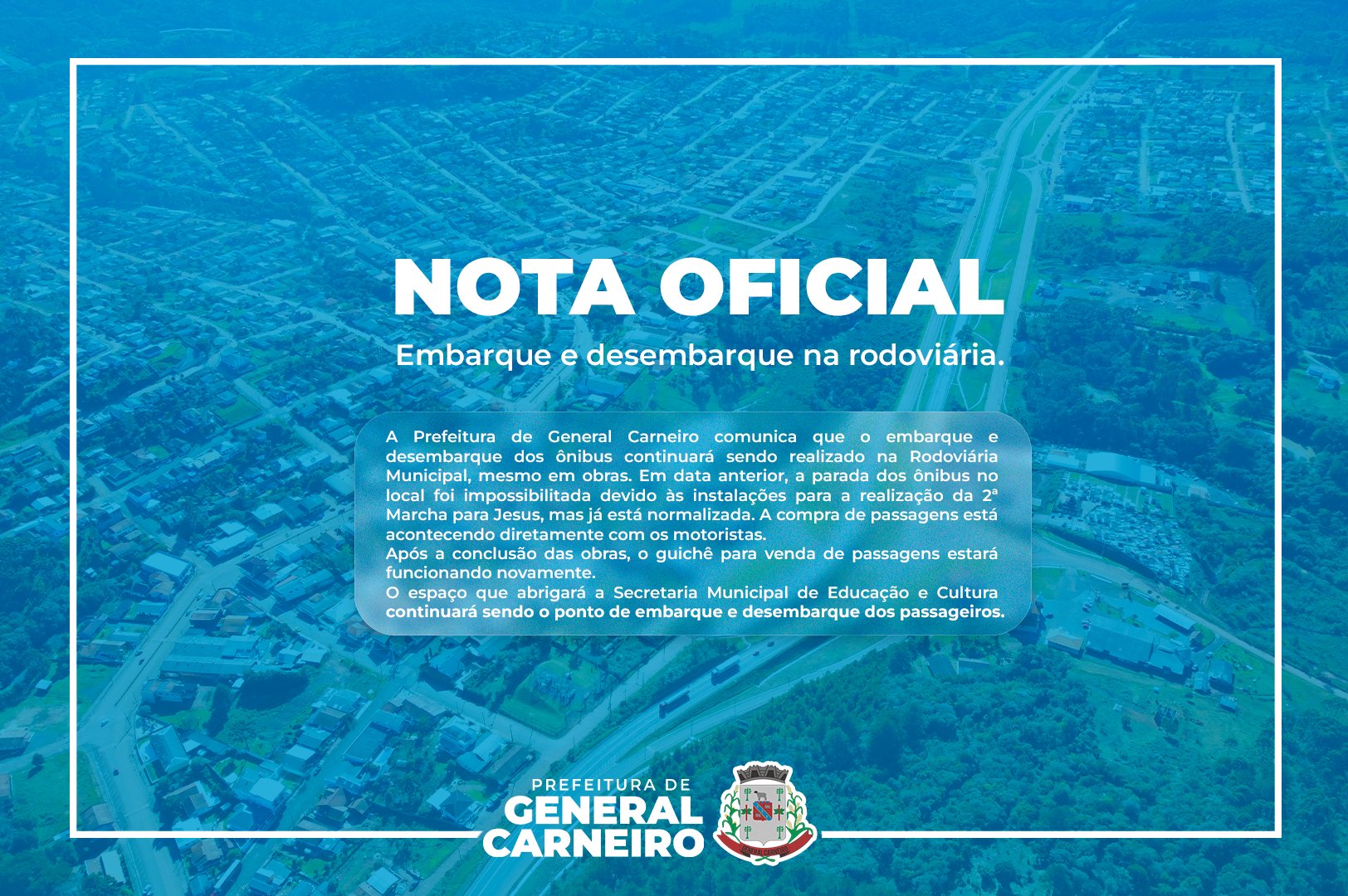 Nota de esclarecimento: embarque e desembarque na Rodoviária Municipal