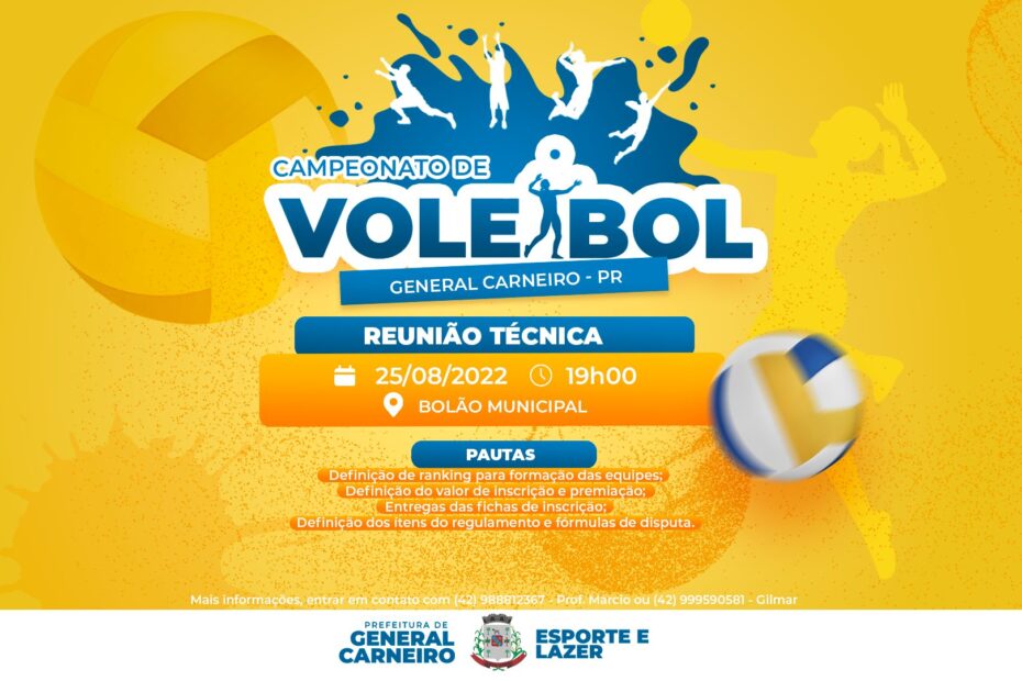 Prefeitura de General Carneiro abre inscrições para Campeonato Municipal de Voleibol